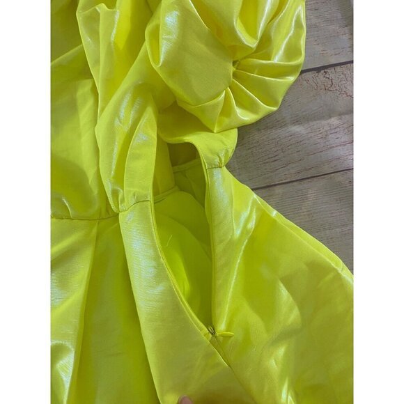 Christopher John Rogers Women's Flourescent yellow Puff Sleeve Dress - XS - Picture 12 of 14